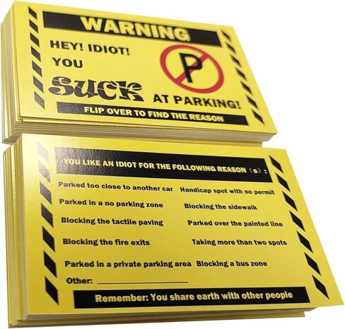You Parked Like an Idiot Cards - 100 Pack Business Cards Writable Bad Parking Cards 3.54" x 2.12" Multi Violation Reasons (Yellow) in Kuwait