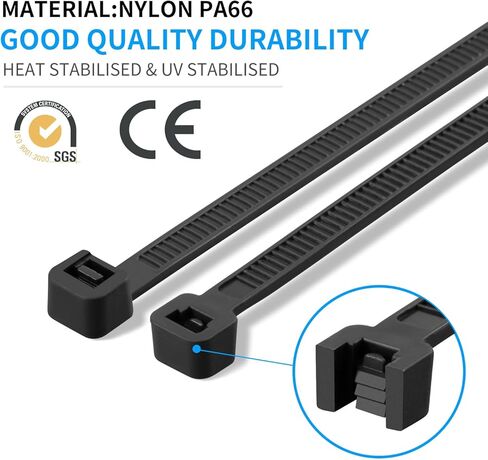 24 inch Black Zip Ties Heavy Duty Double Sided Toothed 100 Pack, 250 LBS Ultra Strong Plastic Wire Ties, Large Cable Ties Extra Long Tie Wraps, Indoor and Outdoor UV Resistant in Kuwait