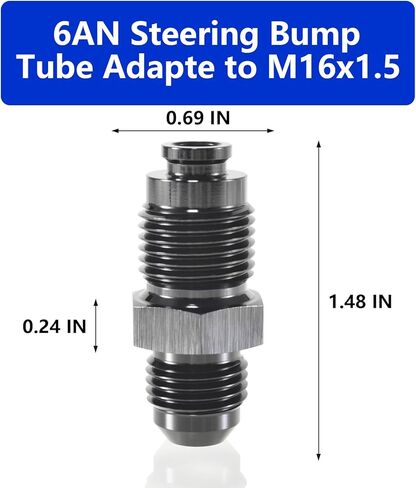 6AN Steering Bump Tube Adapter to M16 X 1.5 O-Ring-AN6 Male Flare Power Steering Adapter(Black Anodized) in Saudi Arabia