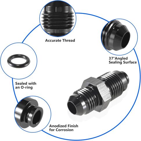 6AN Steering Bump Tube Adapter to M16 X 1.5 O-Ring-AN6 Male Flare Power Steering Adapter(Black Anodized) in Saudi Arabia