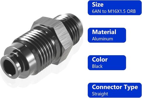 6AN Steering Bump Tube Adapter to M16 X 1.5 O-Ring-AN6 Male Flare Power Steering Adapter(Black Anodized) in Saudi Arabia