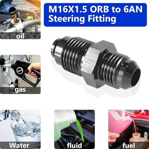 6AN Steering Bump Tube Adapter to M16 X 1.5 O-Ring-AN6 Male Flare Power Steering Adapter(Black Anodized) in Saudi Arabia