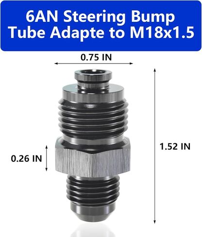 6AN Steering Bump Tube Adapter to M16 X 1.5 O-Ring-AN6 Male Flare Power Steering Adapter(Black Anodized) in Saudi Arabia