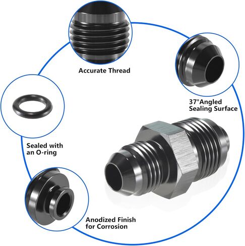 6AN Steering Bump Tube Adapter to M16 X 1.5 O-Ring-AN6 Male Flare Power Steering Adapter(Black Anodized) in Saudi Arabia