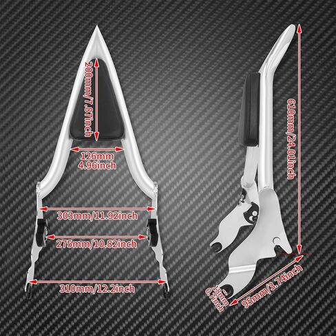 HDBUBALUS 16'' Motorcycle Sissy Bar Rear Passenger Backrest Fit for Harley Touring Road King Road Glide Street Glide 2009-2021 in Saudi Arabia