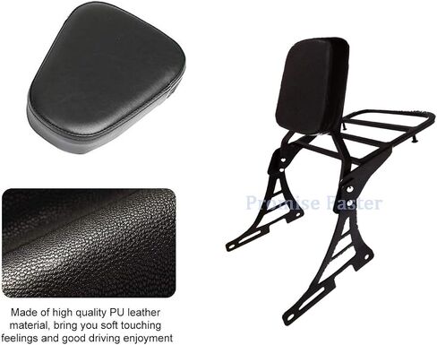 مسند ظهر Sissy Bar + رف أمتعة متوافق مع Harley-Davidson Sportster XL 883 1200 Nightster Forty Eight 2004-2013 (أسود) (أسود) (أسود) in Saudi Arabia