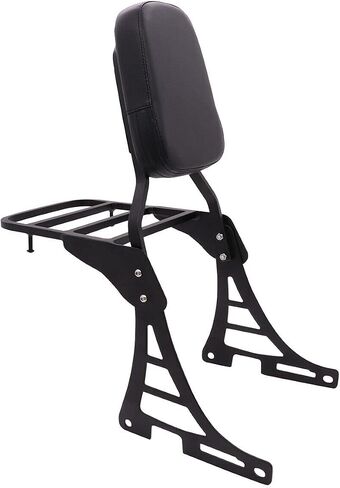 مسند ظهر Sissy Bar + رف أمتعة متوافق مع Harley-Davidson Sportster XL 883 1200 Nightster Forty Eight 2004-2013 (أسود) (أسود) (أسود) in Saudi Arabia