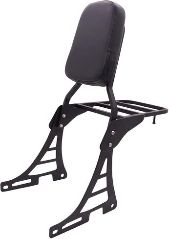مسند ظهر Sissy Bar + رف أمتعة متوافق مع Harley-Davidson Sportster XL 883 1200 Nightster Forty Eight 2004-2013 (أسود) (أسود) (أسود) in Saudi Arabia