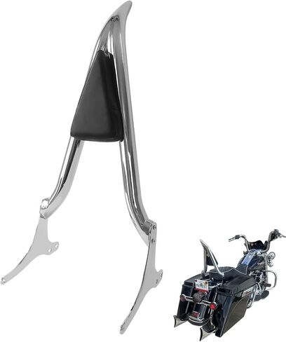 مسند ظهر عالي الدقة للدراجة النارية Sissy Bar وسادة مسند ظهر للركاب متوافقة مع Harley Touring Road Glide Road King CVO Street Glide Electra Glide 1997-2008 (26 بوصة كروم) in Kuwait