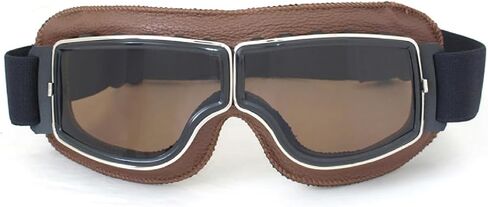 Motorcycle Goggles Vintage Aviator Pilot Style Leather Cruiser Scooter Motocross Goggles for Men, Women,Adults in Saudi Arabia