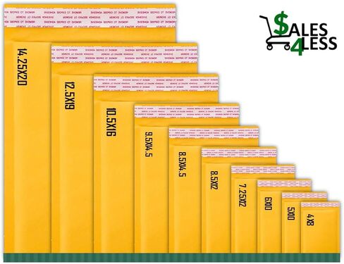 #5 كرافت فقاعات بريدية مقاس 10.5 × 16 بوصة، أظرف شحن مبطنة ذاتية الغلق مقاومة للماء، 10 عبوات، ذهبي (KBMVR_10.5X16-10) in Kuwait