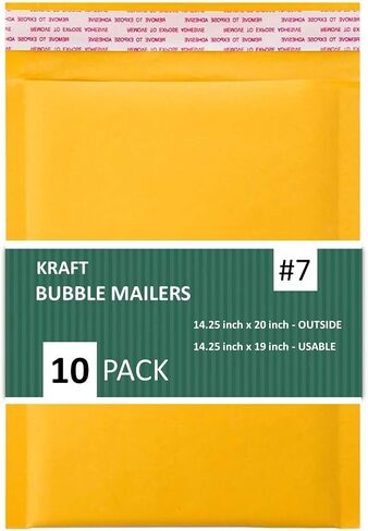 #5 كرافت فقاعات بريدية مقاس 10.5 × 16 بوصة، أظرف شحن مبطنة ذاتية الغلق مقاومة للماء، 10 عبوات، ذهبي (KBMVR_10.5X16-10) in Kuwait