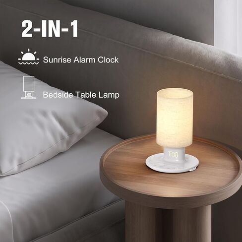 ساعة منبه مزدوجة من REACHER Sunrise، مصباح طاولة بجانب السرير يعمل باللمس، مصباح إضاءة ليلي لغرفة النوم بـ 12 لونًا مع مؤقت، 0-100% ساعة باهتة، قيلولة بعد الظهر للبالغين والأطفال in Kuwait