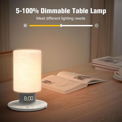 ساعة منبه مزدوجة من REACHER Sunrise، مصباح طاولة بجانب السرير يعمل باللمس، مصباح إضاءة ليلي لغرفة النوم بـ 12 لونًا مع مؤقت، 0-100% ساعة باهتة، قيلولة بعد الظهر للبالغين والأطفال in Kuwait