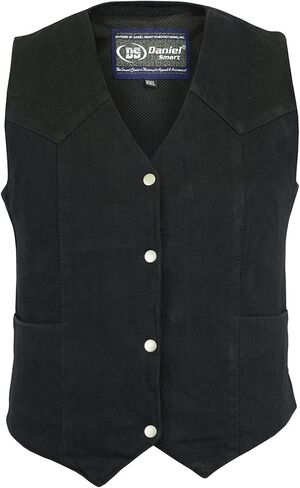 Daniel Smart Women’s Denim vest - Unique Black Design and Side laces Denim Vest with concealment Armory Pocket in Saudi Arabia
