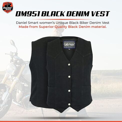 Daniel Smart Women’s Denim vest - Unique Black Design and Side laces Denim Vest with concealment Armory Pocket in Saudi Arabia