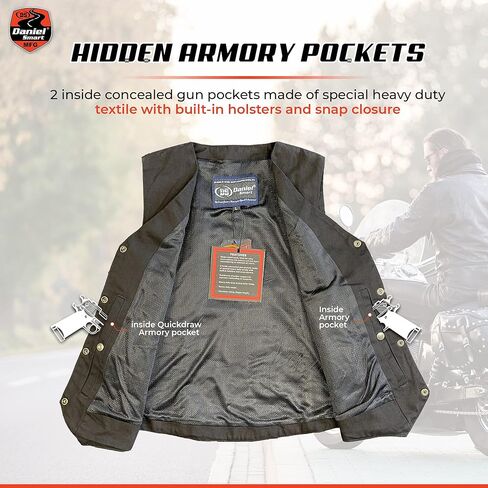 Daniel Smart Women’s Denim vest - Unique Black Design and Side laces Denim Vest with concealment Armory Pocket in Saudi Arabia