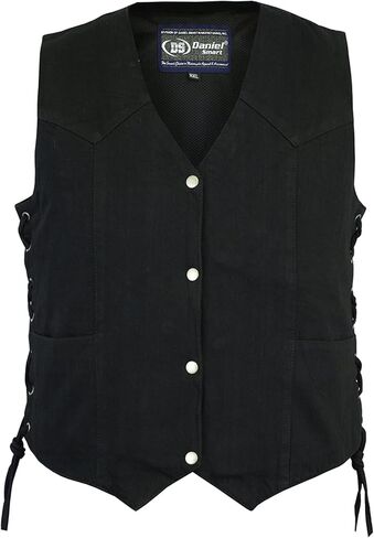 Daniel Smart Women’s Denim vest - Unique Black Design and Side laces Denim Vest with concealment Armory Pocket in Saudi Arabia