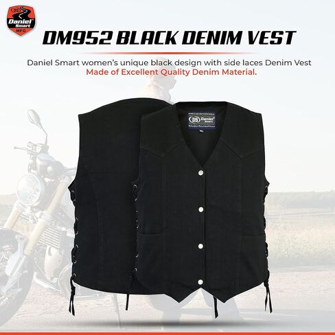 Daniel Smart Women’s Denim vest - Unique Black Design and Side laces Denim Vest with concealment Armory Pocket in Saudi Arabia