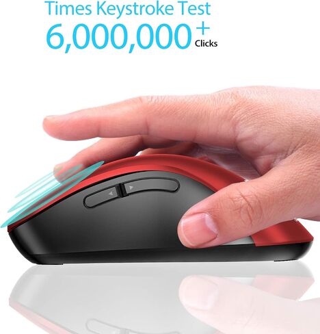 memzuoix ماوس لاسلكي 2.4 جيجا، ماوس لاسلكي بصري محمول 1200 نقطة في البوصة مع جهاز استقبال USB، ماوس كمبيوتر محمول للكمبيوتر المحمول، الكمبيوتر الشخصي، سطح المكتب، ماك بوك، 5 أزرار، أحمر in Saudi Arabia