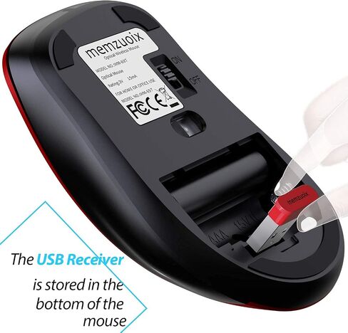 memzuoix ماوس لاسلكي 2.4 جيجا، ماوس لاسلكي بصري محمول 1200 نقطة في البوصة مع جهاز استقبال USB، ماوس كمبيوتر محمول للكمبيوتر المحمول، الكمبيوتر الشخصي، سطح المكتب، ماك بوك، 5 أزرار، أحمر in Saudi Arabia
