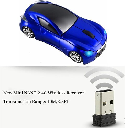 Wireless Car Mouse, Cool Sports Car Shaped Mouse 2.4GHz Optical Gaming Mouse for Computer PC Notebook Laptop (Z-Blue) in Saudi Arabia