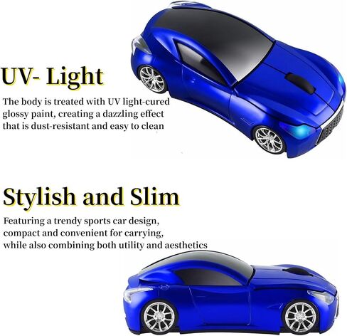 Wireless Car Mouse, Cool Sports Car Shaped Mouse 2.4GHz Optical Gaming Mouse for Computer PC Notebook Laptop (Z-Blue) in Saudi Arabia
