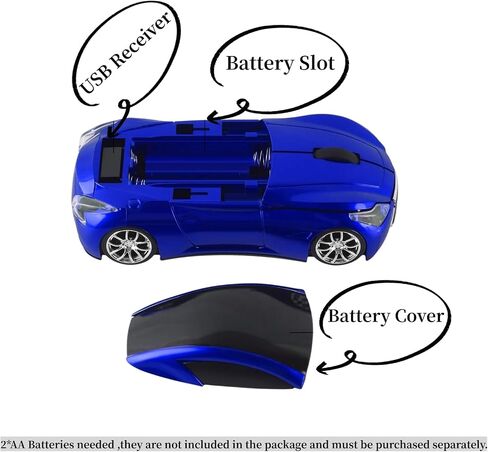 Wireless Car Mouse, Cool Sports Car Shaped Mouse 2.4GHz Optical Gaming Mouse for Computer PC Notebook Laptop (Z-Blue) in Saudi Arabia