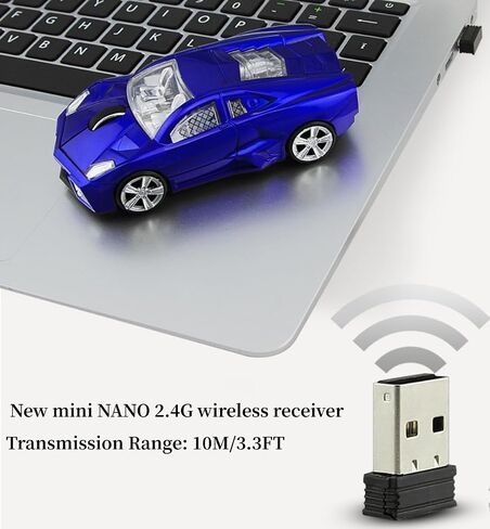Wireless Car Mouse, Cool Sports Car Shaped Mouse 2.4GHz Optical Gaming Mouse for Computer PC Notebook Laptop (Z-Blue) in Saudi Arabia