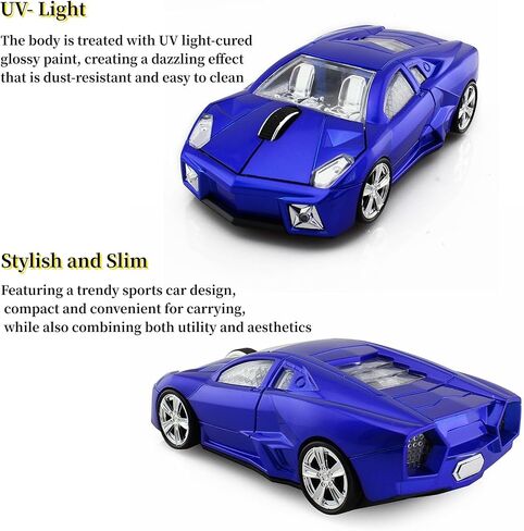 Wireless Car Mouse, Cool Sports Car Shaped Mouse 2.4GHz Optical Gaming Mouse for Computer PC Notebook Laptop (Z-Blue) in Saudi Arabia