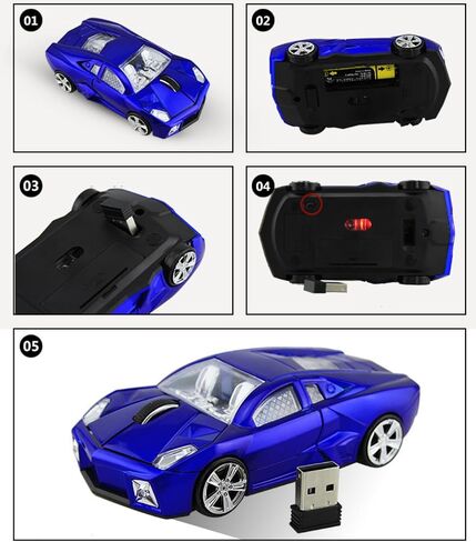 Wireless Car Mouse, Cool Sports Car Shaped Mouse 2.4GHz Optical Gaming Mouse for Computer PC Notebook Laptop (Z-Blue) in Saudi Arabia