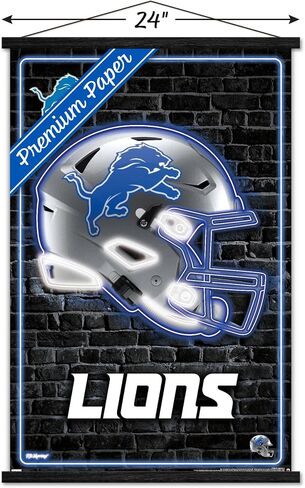 Trends International NFL Detroit Lions - Neon Helmet 23 Wall Poster, 22.37" x 34.00", Print and Black Hanger Bundle in Saudi Arabia