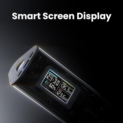 SHARGEEK 170 Power Bank, 170W Output 24,000mAh Portable Charger with IPS Smart Screen Display, IP66 Waterproof with 3 Port Compatible with iPhone 15/14/13 Series, Samsung, MacBook, and More in Saudi Arabia