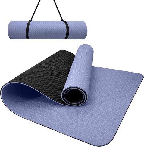Yoga Mats, 8mm Thick Yoga Mat, 72"x24" Fitness & Exercise Mat with Yoga Mat Carrier Strap, Non Slip Anti-tear Yoga Mats for Yoga, Pilates and Fitness in Kuwait