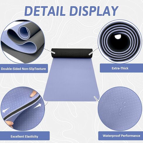 Yoga Mats, 8mm Thick Yoga Mat, 72"x24" Fitness & Exercise Mat with Yoga Mat Carrier Strap, Non Slip Anti-tear Yoga Mats for Yoga, Pilates and Fitness in Kuwait