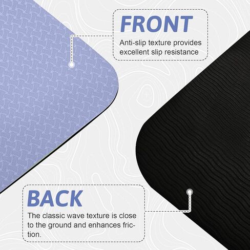 Yoga Mats, 8mm Thick Yoga Mat, 72"x24" Fitness & Exercise Mat with Yoga Mat Carrier Strap, Non Slip Anti-tear Yoga Mats for Yoga, Pilates and Fitness in Kuwait