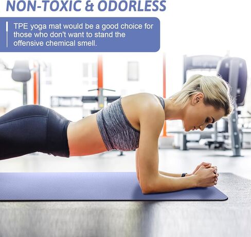 Yoga Mats, 8mm Thick Yoga Mat, 72"x24" Fitness & Exercise Mat with Yoga Mat Carrier Strap, Non Slip Anti-tear Yoga Mats for Yoga, Pilates and Fitness in Kuwait