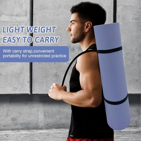 Yoga Mats, 8mm Thick Yoga Mat, 72"x24" Fitness & Exercise Mat with Yoga Mat Carrier Strap, Non Slip Anti-tear Yoga Mats for Yoga, Pilates and Fitness in Kuwait