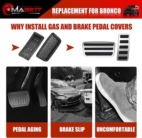 Mabett Car Gas and Brake Pedal Covers Foot Rest for Ford Bronco Accessories 2021 2022 2023 2024 2/4 Door Non-Slip Car Pedals (Foot Rest Pedal) in Saudi Arabia