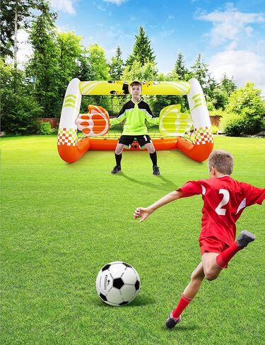 مجموعة أهداف كرة القدم للصغار، لعبة كرة قدم قابلة للنفخ للأطفال، شبكة كرة قدم للأطفال الصغار مع قفازات حارس المرمى، أنشطة مثالية في الفناء الخلفي للأولاد والبنات in Kuwait