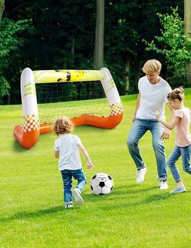 مجموعة أهداف كرة القدم للصغار، لعبة كرة قدم قابلة للنفخ للأطفال، شبكة كرة قدم للأطفال الصغار مع قفازات حارس المرمى، أنشطة مثالية في الفناء الخلفي للأولاد والبنات in Kuwait