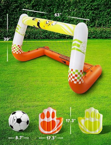 مجموعة أهداف كرة القدم للصغار، لعبة كرة قدم قابلة للنفخ للأطفال، شبكة كرة قدم للأطفال الصغار مع قفازات حارس المرمى، أنشطة مثالية في الفناء الخلفي للأولاد والبنات in Kuwait
