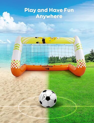 مجموعة أهداف كرة القدم للصغار، لعبة كرة قدم قابلة للنفخ للأطفال، شبكة كرة قدم للأطفال الصغار مع قفازات حارس المرمى، أنشطة مثالية في الفناء الخلفي للأولاد والبنات in Kuwait