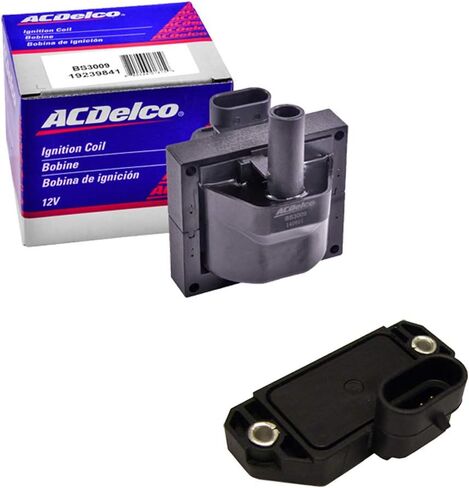 1 ملف إشعال OEM + 1 وحدة التحكم في الإشعال لقطع غيار السيارات لسيارات وشاحنات جنرال موتورز شيفروليه 95-07 متوافقة مع 19418996 و19352931 in Kuwait