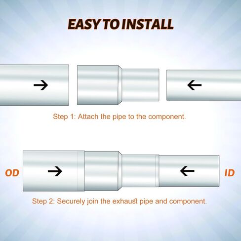 EASYBERG 2.75 بوصة معرف إلى 2.5 بوصة OD مخفض محول أنبوب العادم عالمي، مخفض توصيل العادم من الفولاذ المقاوم للصدأ، الطول الإجمالي 3.5 بوصة in Kuwait