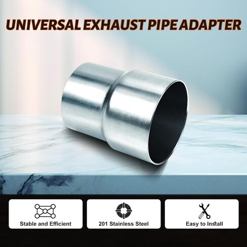 EASYBERG 2.75 بوصة معرف إلى 2.5 بوصة OD مخفض محول أنبوب العادم عالمي، مخفض توصيل العادم من الفولاذ المقاوم للصدأ، الطول الإجمالي 3.5 بوصة in Kuwait