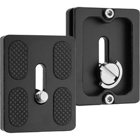 2 Pack Aluminum Alloy Quick Release Plate, Tripod Quick Release Plate PU50, for Arca Swiss Plate with 1/4" Slotted Screw/D-Ring Screw, Camera Mount Adapter for Standard Tripod Ball Heads