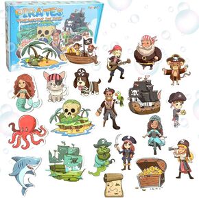 Foam Bath Toys with Storage Bag | Baby Bath Stickers | Shower Toys | Bathtub Toys | Bath Wall Toy Pirates Treasure Island Foam