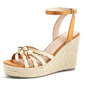 فتحات صناديق مفتوحة للإسفين للنساء منصة espadrilles منصة مضفر صندل سترابي المريح على زلة مريحة على أسافين صيفية عالية الصيف أحذية أنيقة مع حزام كاحل قابل للتعديل