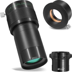 Alstar 2" ED 2X Telescope Barlow Lens - Bundle with - Ni kon T2 T-Ring and M42 to 2" T-Adapter